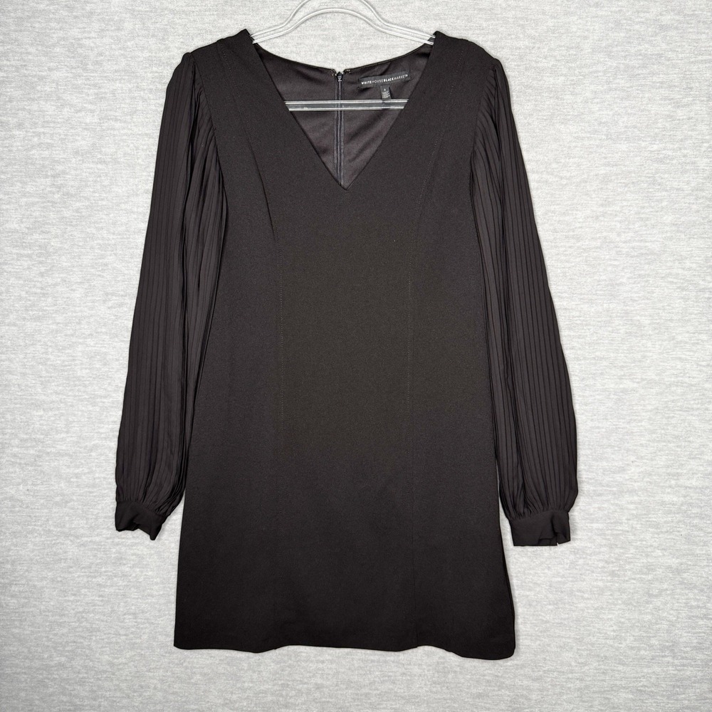 White House Black Market Size 4 Shift Dress Pleated Sleeves Short Cocktail‎ WHBM
